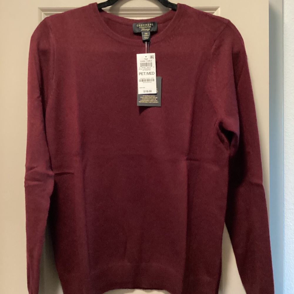 Charter Club 100% Cashmere Women's Petite Long-Sleeve Crewneck Sweater, size PM